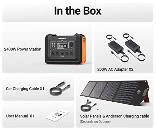 OUPES 2400W Portable Power Station, 2232Wh Solar Powered Generator w/ 5 AC Outlets (5000W Peak)