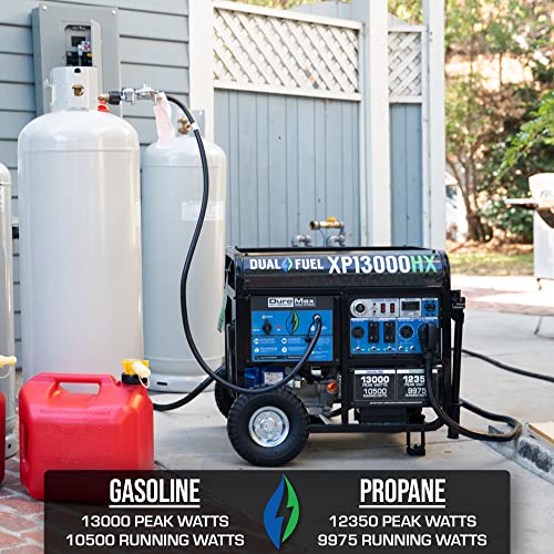 DuroMax XP13000HX Dual Fuel Portable Generator - 13000 Watt Gas or Propane Powered
