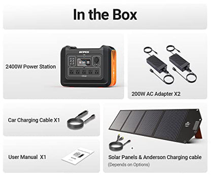 OUPES 2400W Portable Power Station, 2232Wh Solar Powered Generator w/ 5 AC Outlets (5000W Peak)