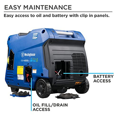 Westinghouse Outdoor Power Equipment 4500 Peak Watt Super Quiet Dual Fuel Portable Inverter Generator