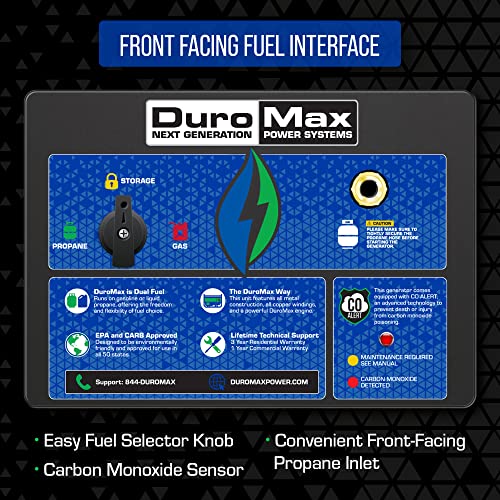 DuroMax XP13000HX Dual Fuel Portable Generator - 13000 Watt Gas or Propane Powered