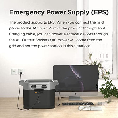 EF ECOFLOW Portable Power Station Delta 1000, 1008Wh Solar Generator with 6 x 1600W(3100W Surge) AC Outlets